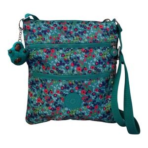Kipling Keiko Crossbody Bag Field Floral Travel Charm 3 Zip‎ Adjustable Strap